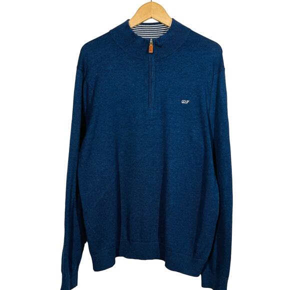 Vineyard Vines Knit Half Zip Pullover Top Shirt Sweater Blue Long Sleeve - L - Picture 1 of 5